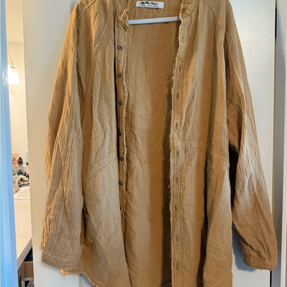 Free People Camel Button-Up Top
